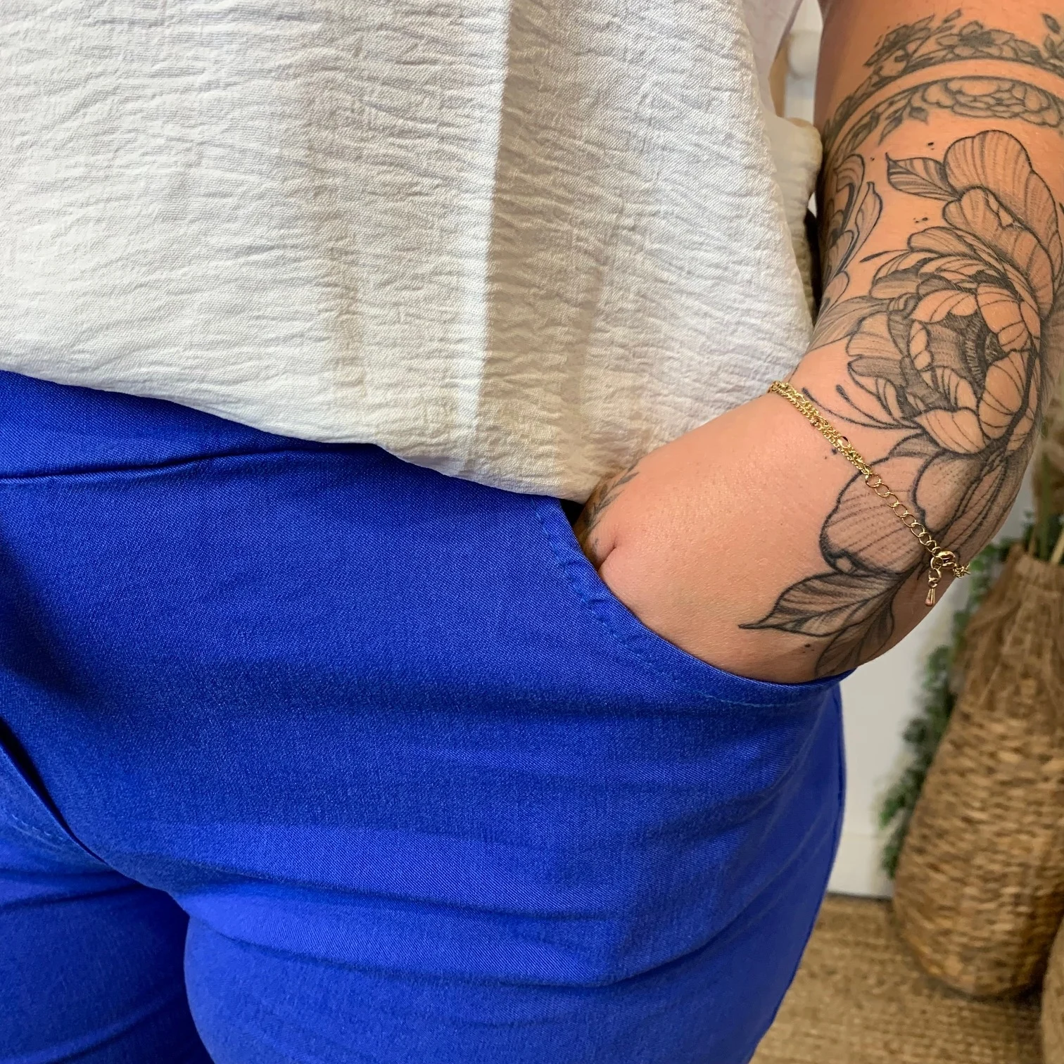 Pantalon stretch "Made in Italie" - bleu-royal - taille-unique-grande-taille