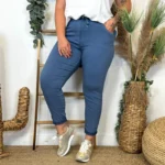 Pantalon femme taille élastiquée « Jolies Formes » - bleu-jeans - taille-unique-grande-taille