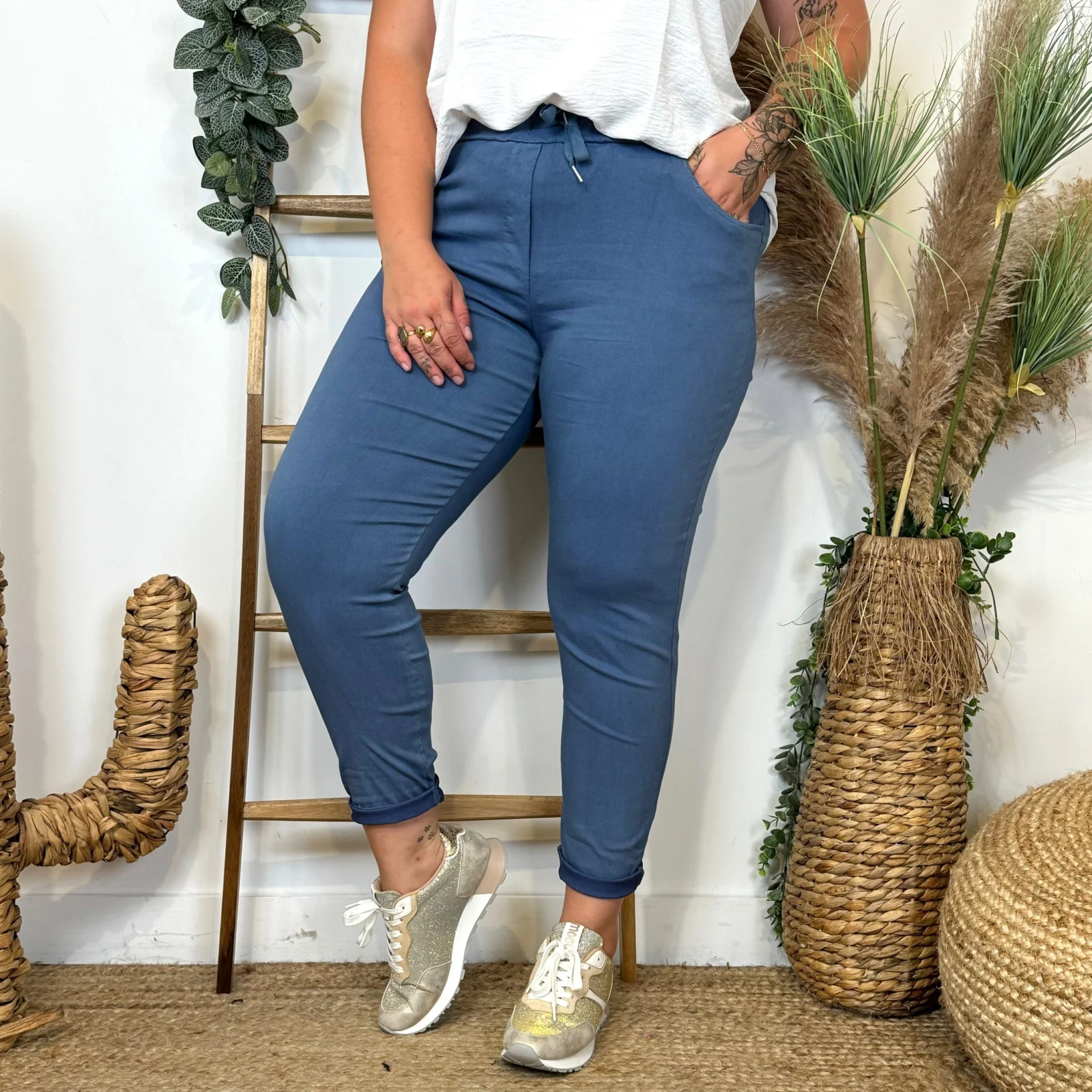 Pantalon stretch "Made in Italie" - bleu-jeans - taille-unique-grande-taille