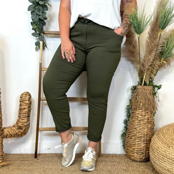 Z149- Pantalon stretch C'Mélodie 🇮🇹 - kaki - taille-unique-grande-taille