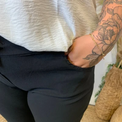 Z149- Pantalon stretch C'Mélodie 🇮🇹 - noir - taille-unique-grande-taille