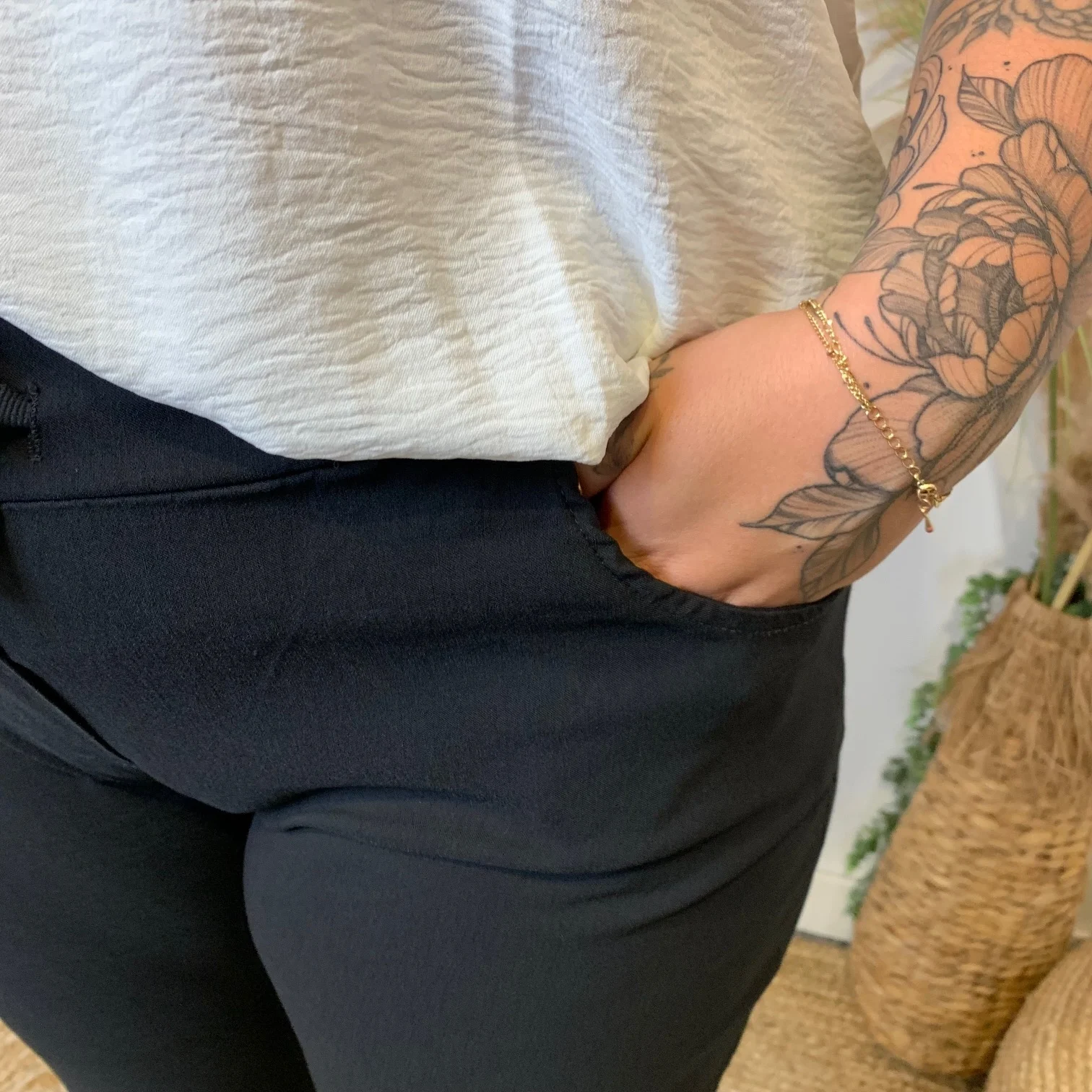 Z149- Pantalon stretch C'Mélodie 🇮🇹 - noir - taille-unique-grande-taille