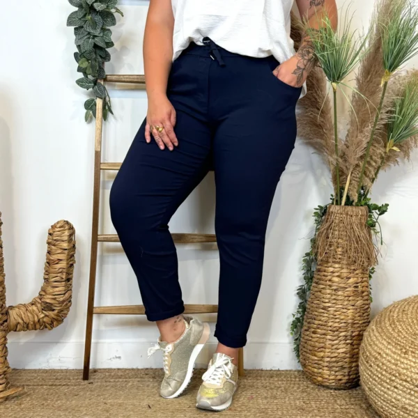 Z149- Pantalon stretch C'Mélodie 🇮🇹 - marine - taille-unique-grande-taille