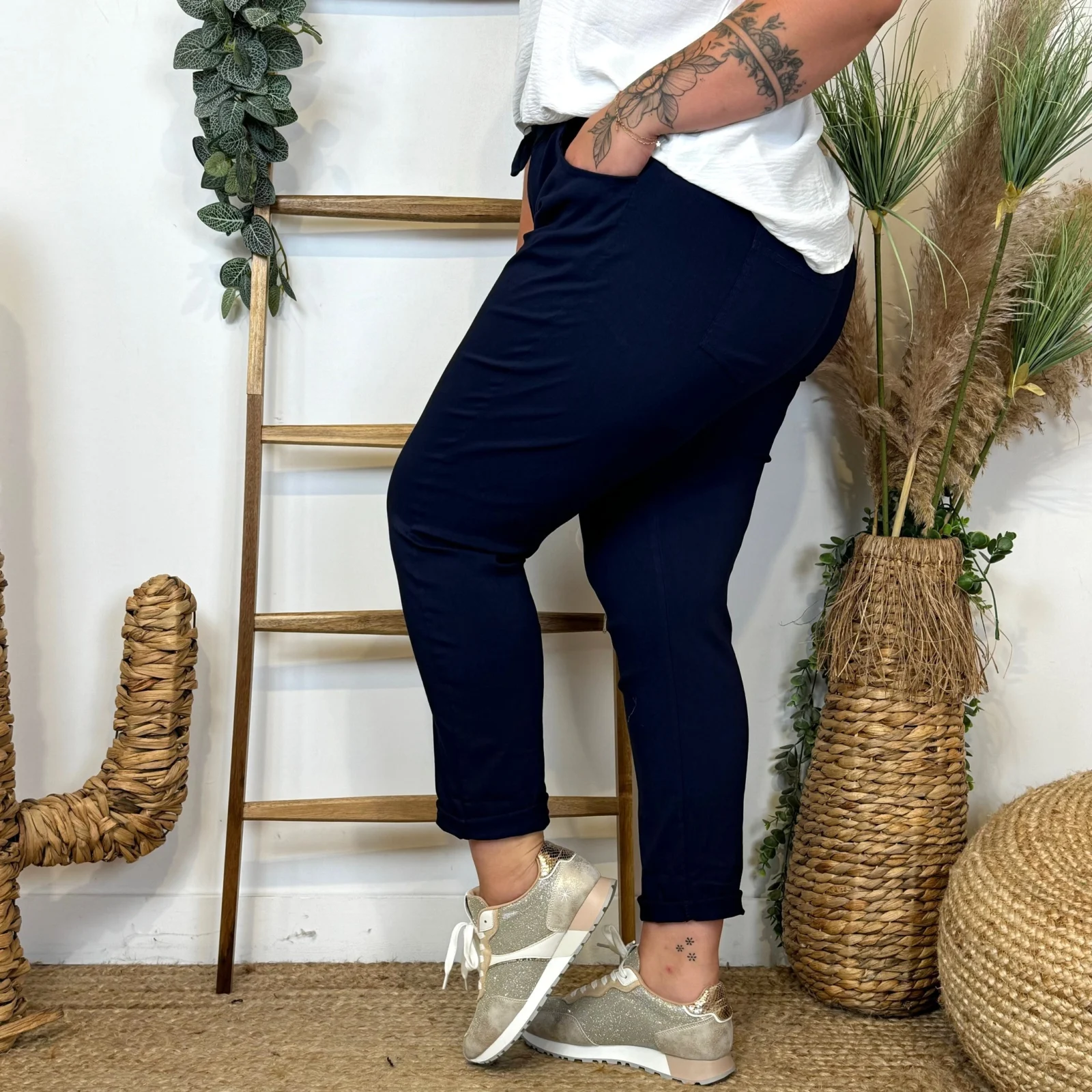 Z149- Pantalon stretch C'Mélodie 🇮🇹 - marine - taille-unique-grande-taille