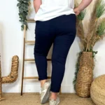 Pantalon femme taille élastiquée « Jolies Formes » - marine - taille-unique-grande-taille