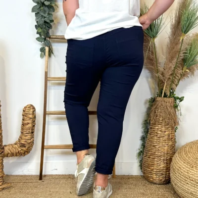 Z149- Pantalon stretch C'Mélodie 🇮🇹 - marine - taille-unique-grande-taille