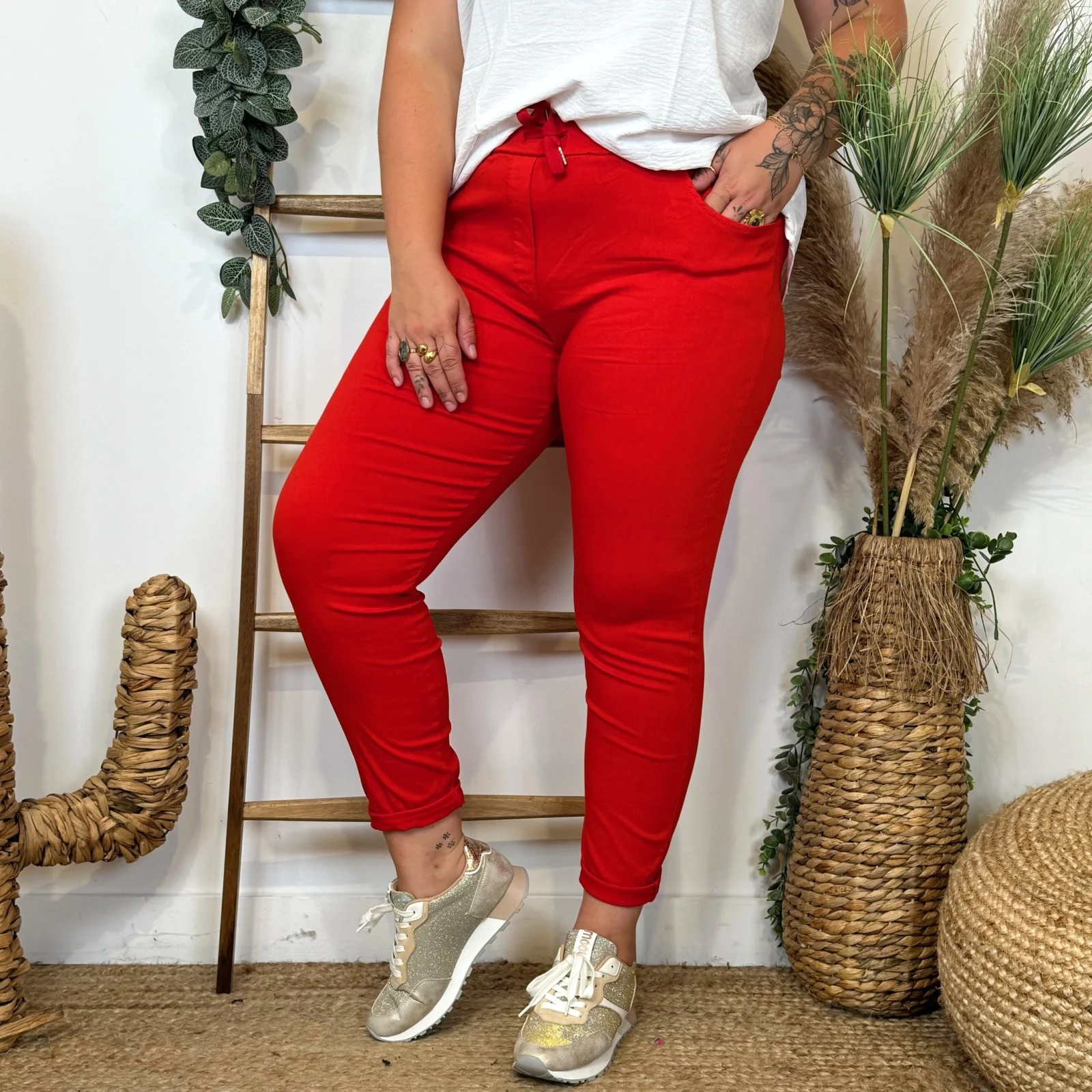 Pantalon stretch "Made in Italie" - rouge - taille-unique-grande-taille