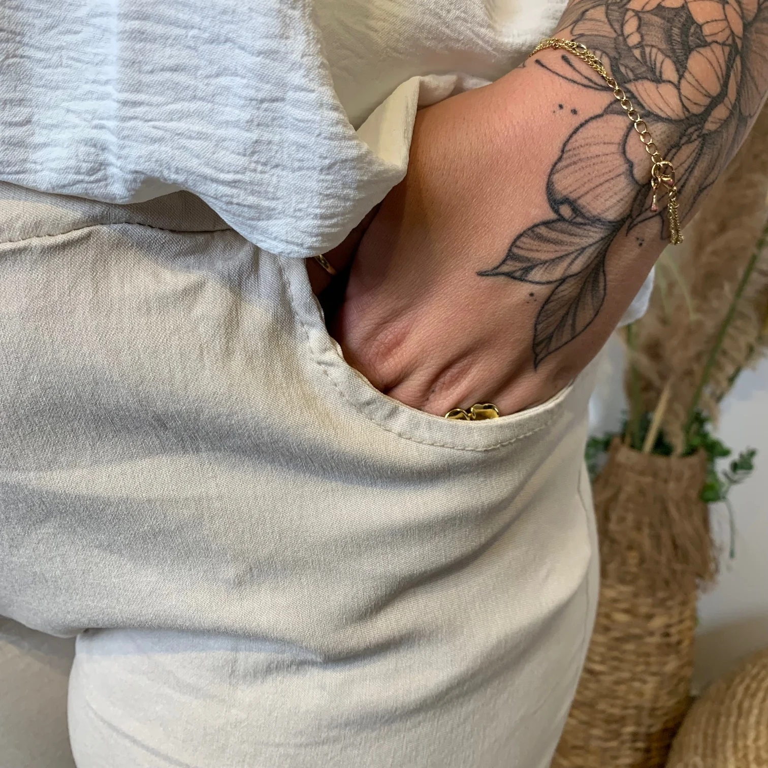 Pantalon stretch "Made in Italie" - beige - taille-unique-grande-taille