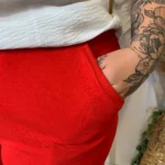 Pantalon femme taille élastiquée C’MÉLODIE T44-T50 - rouge - taille-unique-grande-taille