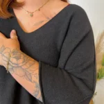 Pull court femme loose « Jolies Formes » - noir - taille-unique-grande-taille