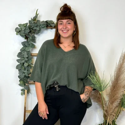 Z125 - Pull loose Crop-Top (GT) - kaki - taille-unique-grande-taille