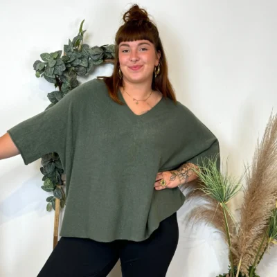 Z125 - Pull loose Crop-Top (GT) - kaki - taille-unique-grande-taille