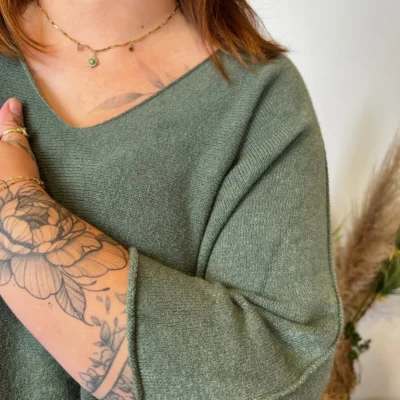 Z125 - Pull loose Crop-Top (GT) - kaki - taille-unique-grande-taille