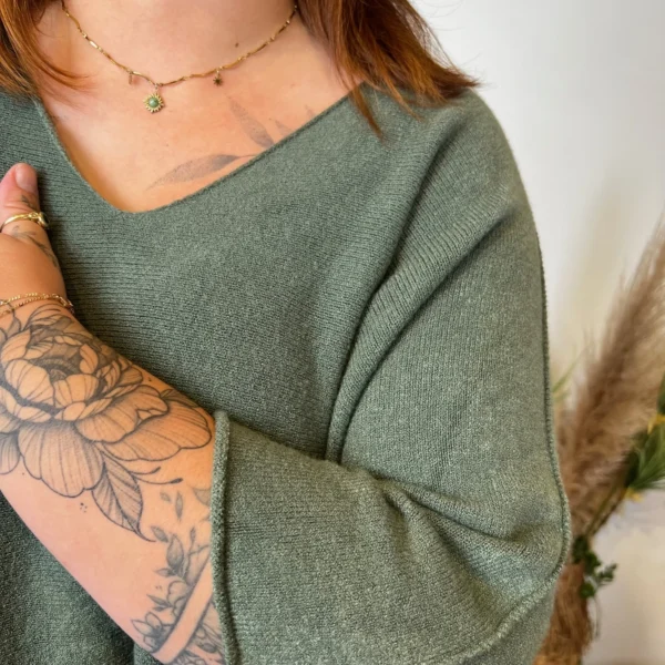 Z125 - Pull loose Crop-Top (GT) - kaki - taille-unique-grande-taille