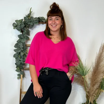 Z125 - Pull loose Crop-Top (GT) - fuchsia - taille-unique-grande-taille
