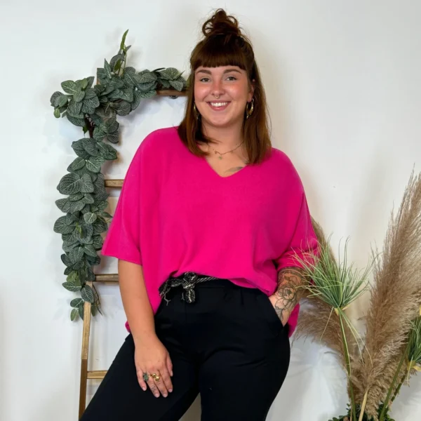 Z125 - Pull loose Crop-Top (GT) - fuchsia - taille-unique-grande-taille