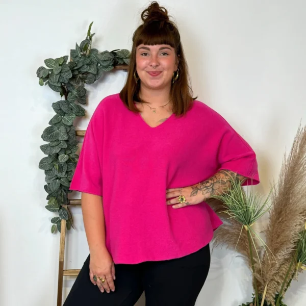 Z125 - Pull loose Crop-Top (GT) - fuchsia - taille-unique-grande-taille