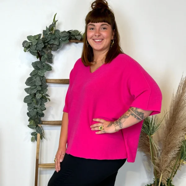 Z125 - Pull loose Crop-Top (GT) - fuchsia - taille-unique-grande-taille