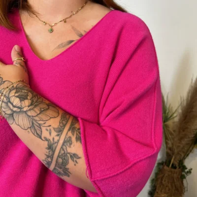 Z125 - Pull loose Crop-Top (GT) - fuchsia - taille-unique-grande-taille