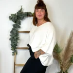 Pull court femme loose « Jolies Formes » - blanc - taille-unique-grande-taille
