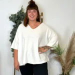 Pull court femme loose « Jolies Formes » - blanc - taille-unique-grande-taille