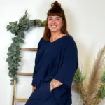 Pull court femme loose « Jolies Formes » - marine - taille-unique-grande-taille