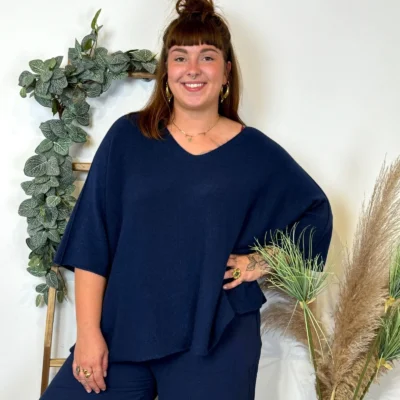 Z125 - Pull loose Crop-Top (GT) - marine - taille-unique-grande-taille