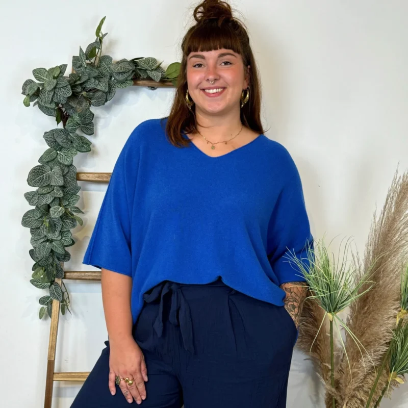 Z125 - Pull loose Crop-Top - bleu-royal - taille-unique-grande-taille