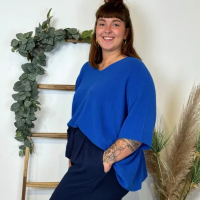 Z125 - Pull loose Crop-Top (GT) - bleu-royal - taille-unique-grande-taille