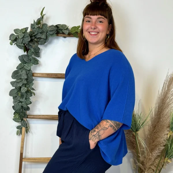 Z125 - Pull loose Crop-Top (GT) - bleu-royal - taille-unique-grande-taille