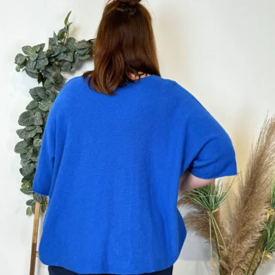 Z125 - Pull loose Crop-Top (GT) - bleu-royal - taille-unique-grande-taille