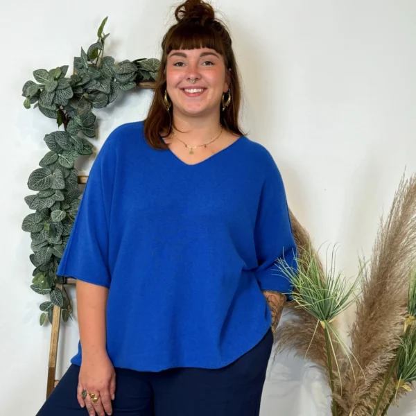 Z125 - Pull loose Crop-Top (GT) - bleu-royal - taille-unique-grande-taille