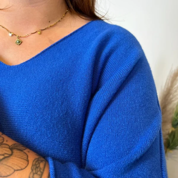 Z125 - Pull loose Crop-Top (GT) - bleu-royal - taille-unique-grande-taille