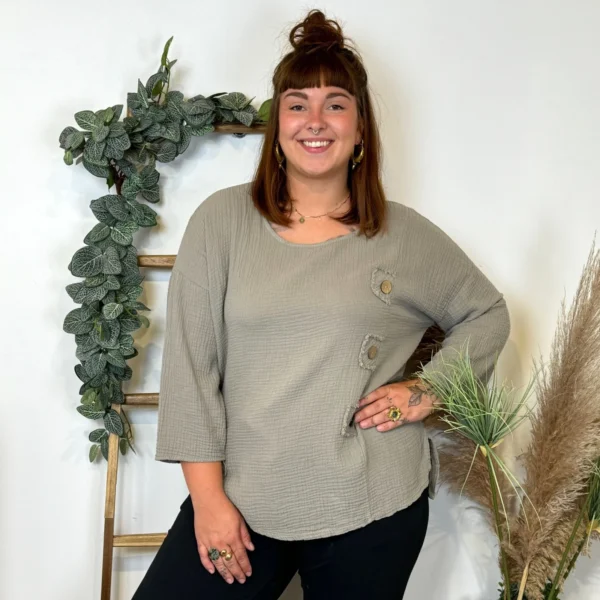 Z308- Tunique en coton (Gt) - taupe - taille-unique