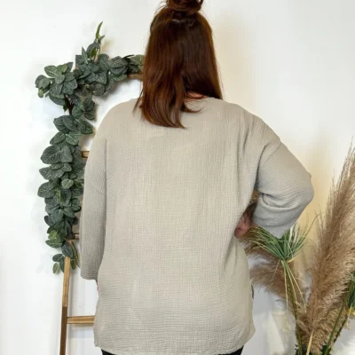 Z308- Tunique en coton (Gt) - taupe - taille-unique