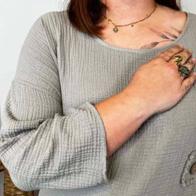 Z308- Tunique en coton (Gt) - taupe - taille-unique