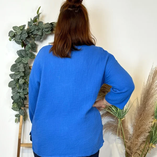 Z308- Tunique en coton (Gt) - bleu-royal - taille-unique