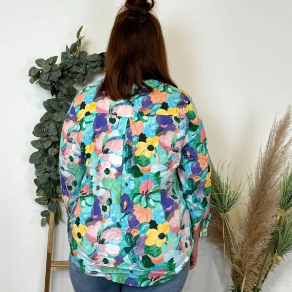 Z759- Blouse Christy "Peinture" (T44-T52) - bleu-turquoise - 52