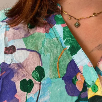 Z759- Blouse Christy "Peinture" (T44-T52) - bleu-turquoise - 52