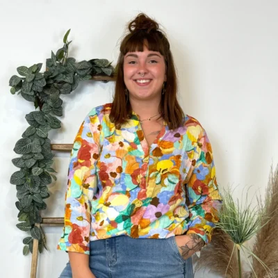 Z759- Blouse Christy "Peinture" (T44-T52) - orange - 52