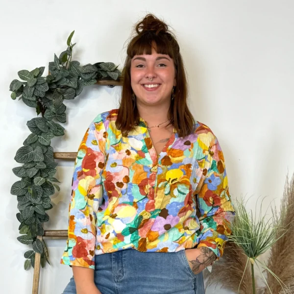 Z759- Blouse Christy "Peinture" (T44-T52) - orange - 52