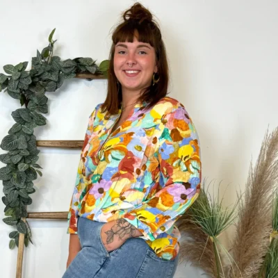 Z759- Blouse Christy "Peinture" (T44-T52) - orange - 52