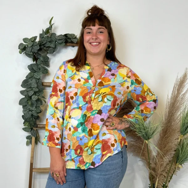 Z759- Blouse Christy "Peinture" (T44-T52) - orange - 52