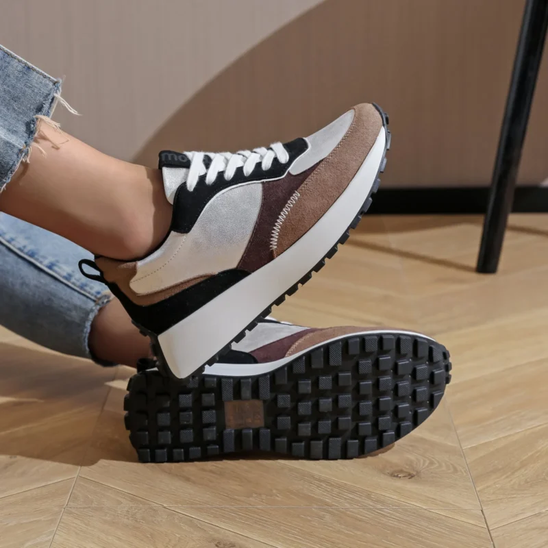 R415- Sneakers Moow tricolore (T36-T41) - camel-argente - 41