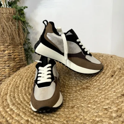 R415- Sneakers Moow tricolore (T36-T41) - camel - 41