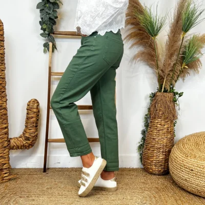 W112- Jean Mom Voggo (T36-T44) - kaki - 44