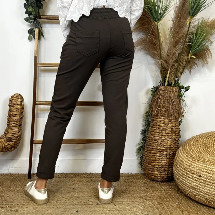 Jogging femme coupe droite poches zippées « Tendance » - marron - 44