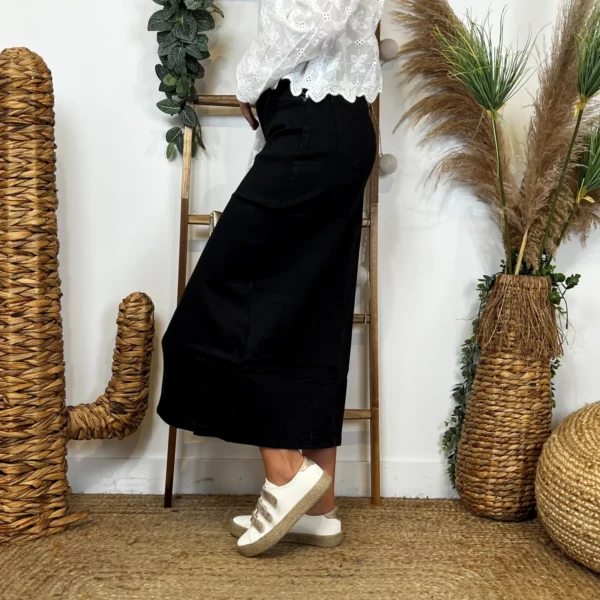 L739- Jupe en jean longue (T36-T44) - noir - 44