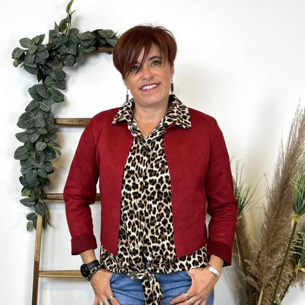 L205- Veste courte suédine (T38-T44) - bordeaux - 44