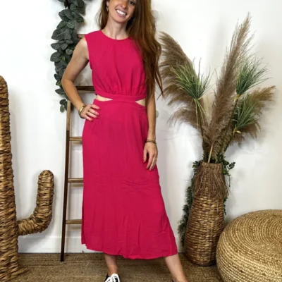 M888- Robe Destructurée "Maëlle" (T36-T40) - fuchsia - 38